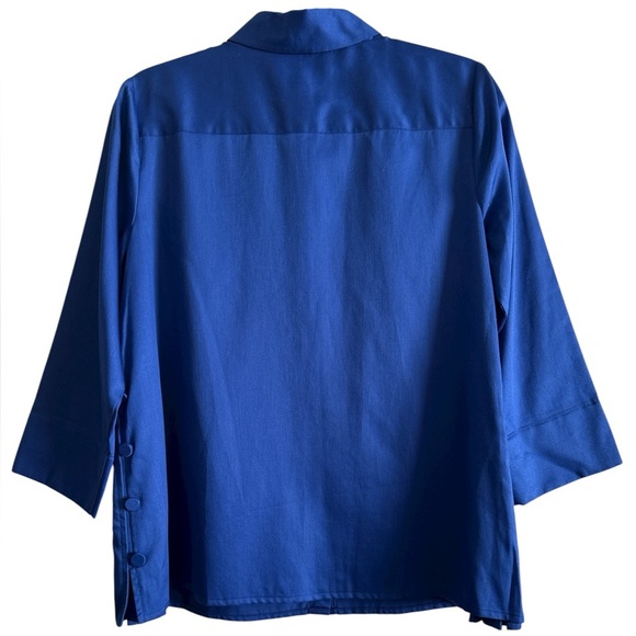 Women’s Foxcroft Beatrice 3/4 Sleeve Sapphire Button Down Shirt Size Small - Picture 3 of 4